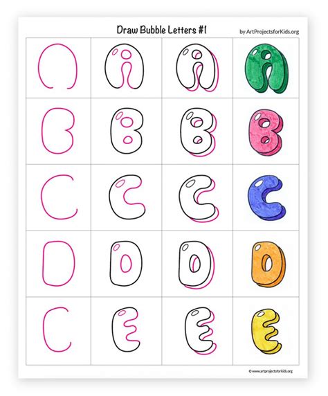 Easy How To Draw Bubble Letters Tutorial And Coloring Page
