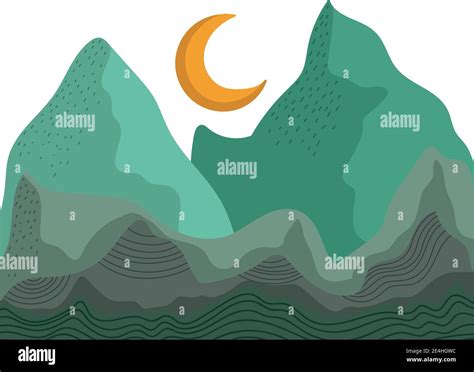 Abstract Landscape Green Mountains Field Vector Illustration Stock
