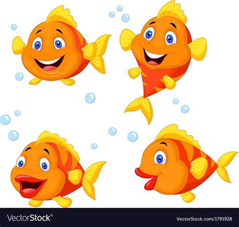 Vector Illustration Of Cute Fish Cartoon Collection Set Download A