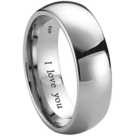 Mens Titanium Wedding Engagement Engraved I Love You Band Ring Unisex