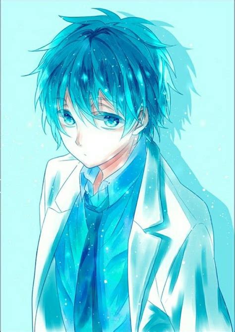 За что мне это ЗАМОРОЖЕН НА ВРЕМЯ Blue Hair Anime Boy Kawaii
