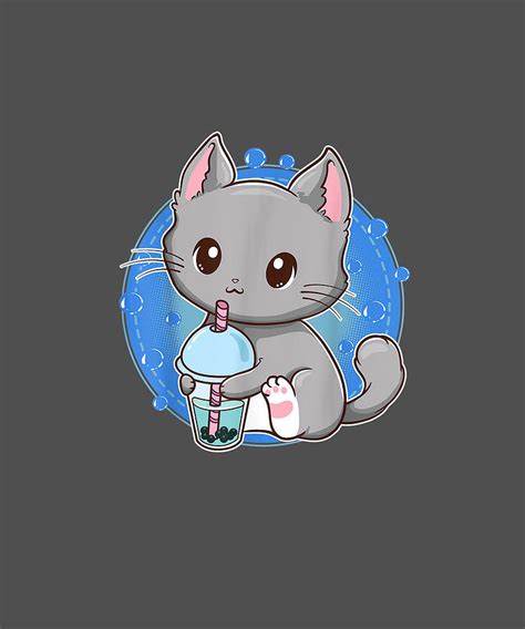 Kawaii Japanese Anime Cat Bubble Tea Neko Kitty Tshirt Digital Art By