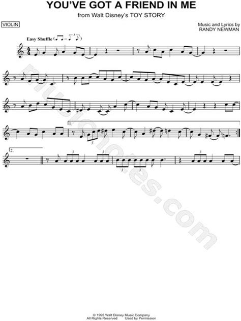 You Ve Got A Friend In Me From Toy Story Sheet Music Violin Solo