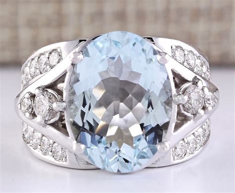 925 Silver Ring Aquamarine Sapphire Gemstone Women Wedding Engagement