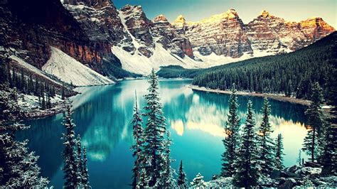 1600x900px Free Download Hd Wallpaper Winter In Canada Moraine