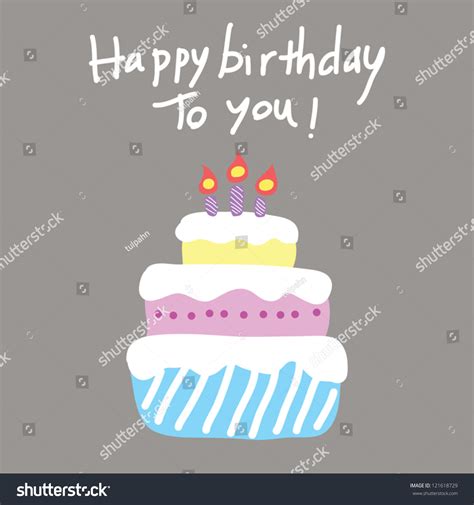 vektor stok colorful happy birthday cake doodle style tanpa royalti 121618729 shutterstock