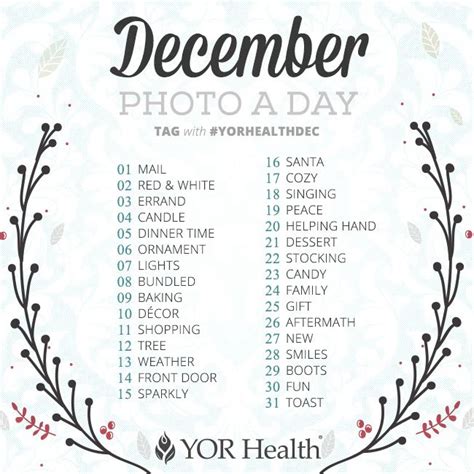 Yor Health December Photo A Day Challenge Photo Challenges