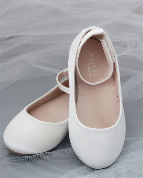 Off White Satin Ballet Flats Flower Girls Shoes Party Shoes Baptism