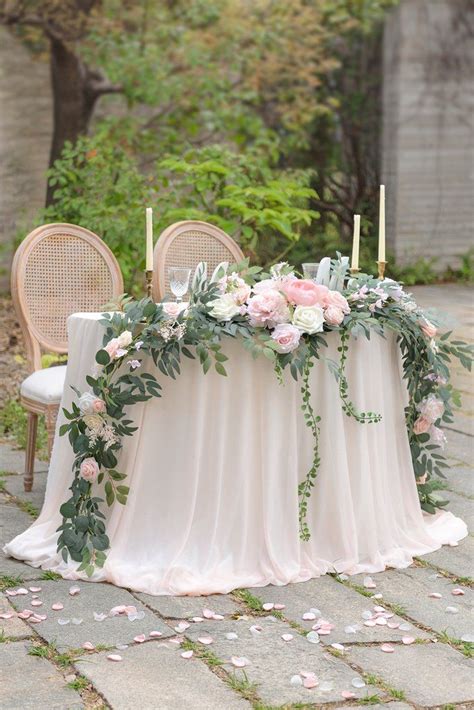 9ft Flower Garland For Sweethearthead Table French Pink Head Table