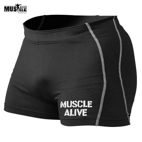Muscle Alive Compression Shorts Men Gym Shorts Bodybuilding Brand