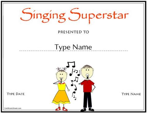 Singer Certificate Template Certificate Of Participation Template