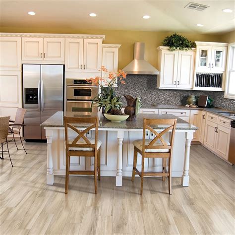 Closeout cabinets' rta kitchen cabinets are sold as kits designed for outfitting an entire kitchen, in various sizes. Mohawk Loftland Sandlewood | Antique white kitchen, Hardwood floors in kitchen, White kitchen design