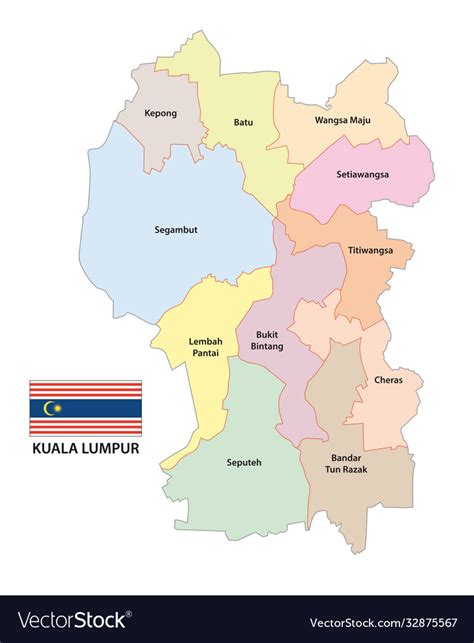 Kuala lumpur, malaysia is located at malaysia country in the cities place category with the gps coordinates of 3° 8' 27.0708'' n and 101° 41' 35.5452'' e. District map malaysian capital kuala lumpur Vector Image