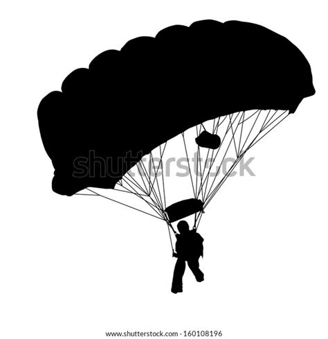 Skydiver Silhouettes Parachuting Vector Illustration Stock Vector