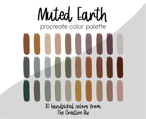 Muted Earth Tones Procreate Palette 30 Colors Color Palette Etsy