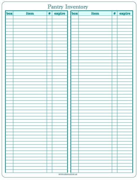 Pantry Inventory Sheet Excel Templates