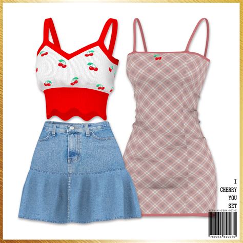 I Cherry You Set Sims 4 Clothing Sims 4 Sims 4 Dresses