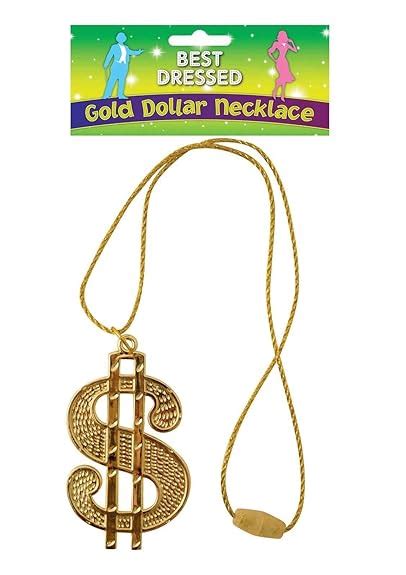 Dollar Sign Gold Coloured Necklace Gangster Pimp Fancy Dress Chain 70s