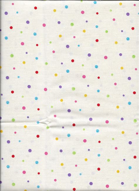 New White With Multi Color Polka Dots 100 Cotton Fabric By The Half