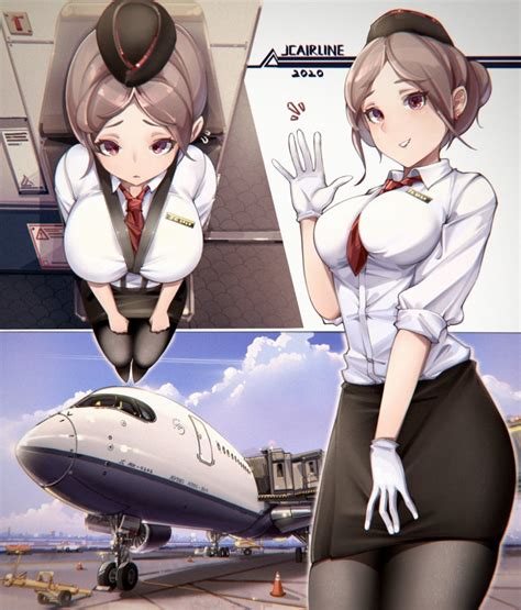 rule 34 1girls airplane female female only hostess jc1518157 large breasts multiple views