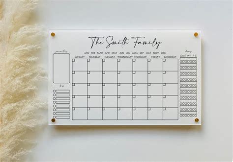 Personalized Acrylic Calendar For Wall 1801 And Co