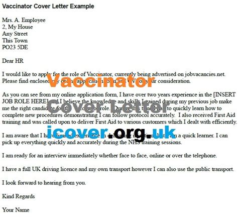 Check spelling or type a new query. Vaccinator Cover Letter Example - icover.org.uk