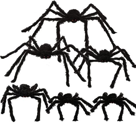 value set joyin halloween black spider set comes with 6 black hairy spiders with different