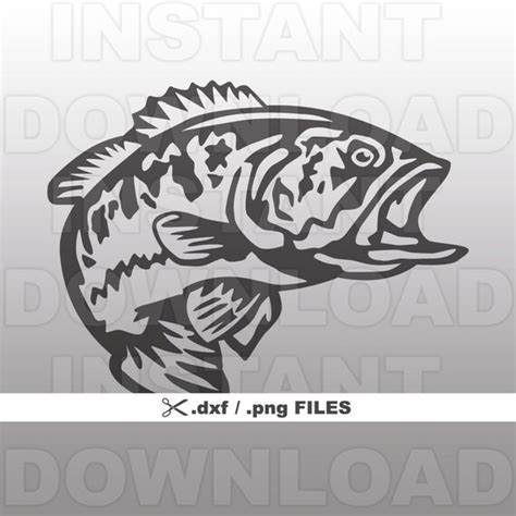 Fishing Dxf Filebass Dxflargemouth Bass Dxf File Vector Clip Etsy