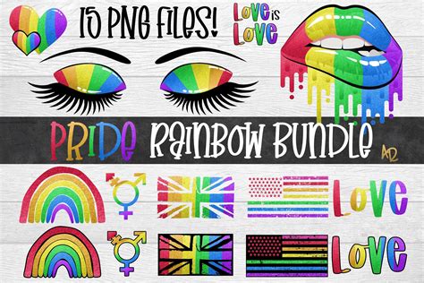gay pride bundle lgbtq rainbow png clip art elements 719473 sublimation design bundles