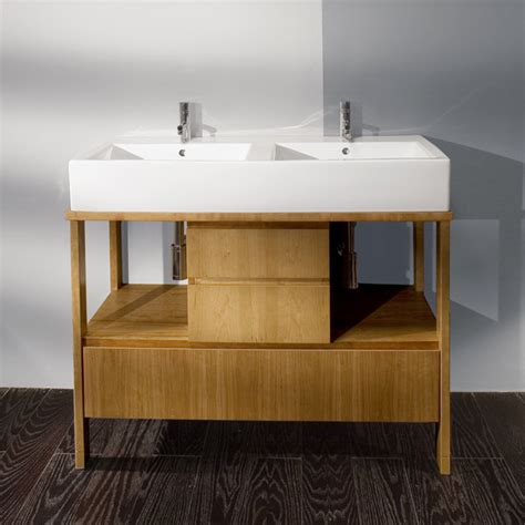 Bathroom double sink vanity with small make up area in its central part. Lacava Aquamedia 42 1/2" Double Bowl Vanity - Contemporary ...