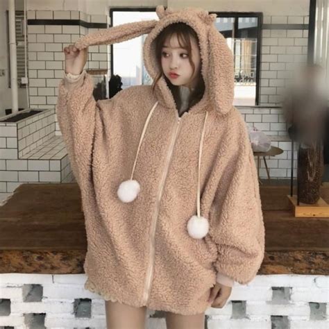 Fashion Rabbit Ears Hoodie Coat Jk1775 Korean Outfits Kawaii Clothes