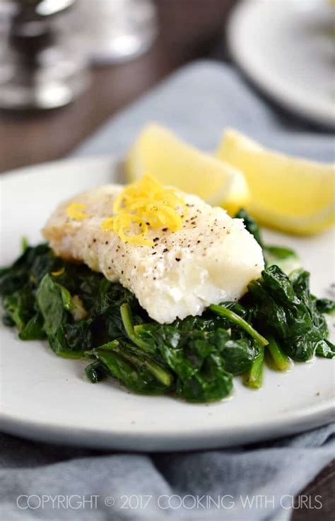 Simple Cod With Sauteed Spinach Cooking With Curls