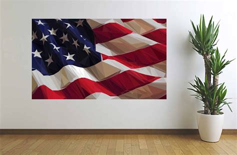 American Flag Art Abstract Us Flag Polygonal Flag Low Etsy
