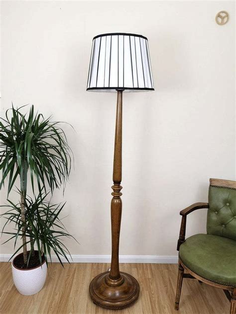 Vintage Wooden Standard Lamp Edwardian Floor Standing Lamp Large