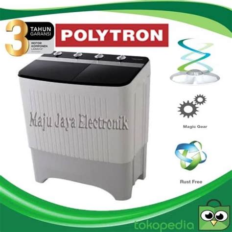 Mesin Cuci 2 Tabung Polytron 10Kg PWM 1357 Cuci dan Kering Garansi 5Th