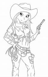 Cowgirl Coloring Cute Outfit sketch template