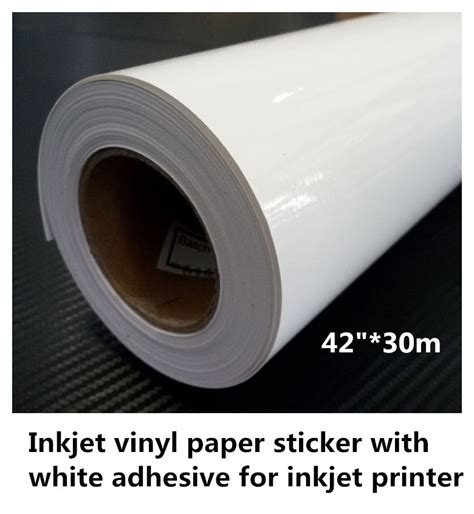 42 30m Removable Pvc White Inkjet Adhesive Vinyl Sticker Roll 107mm