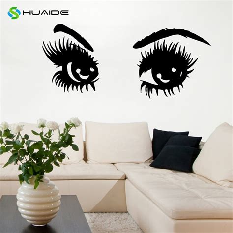 Make Up Girl Wall Decals Modern Sexy Eyes With Long Lashes Cosmetics Beauty Salon Vinyl Wall