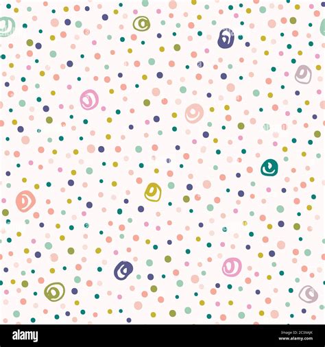 Hand Drawn Cute Polka Dot Confetti Pattern Summer Vector Seamless