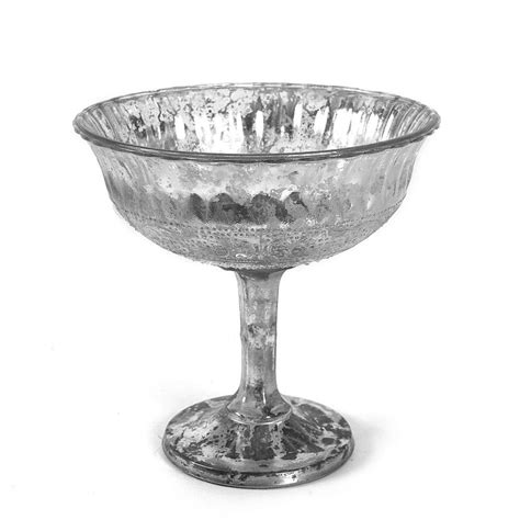 Creative Co Op Mercury Glass Bowl With Pedestal Silver Unbranded