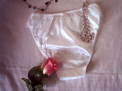 Pretty Vintage Silky White Nylon Panties Frilly Knickers Ml Ebay