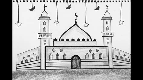 رسم المسجد للمسلم تعليم رسم المسجد للمبتدئين رسم المسجد بطريقة سهلة