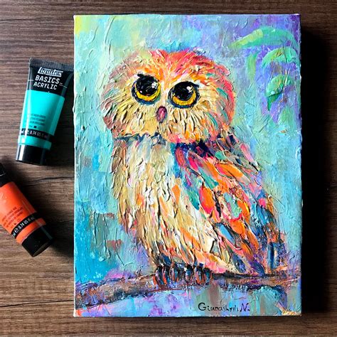 Acrylic Owl Paintings Ubicaciondepersonascdmxgobmx