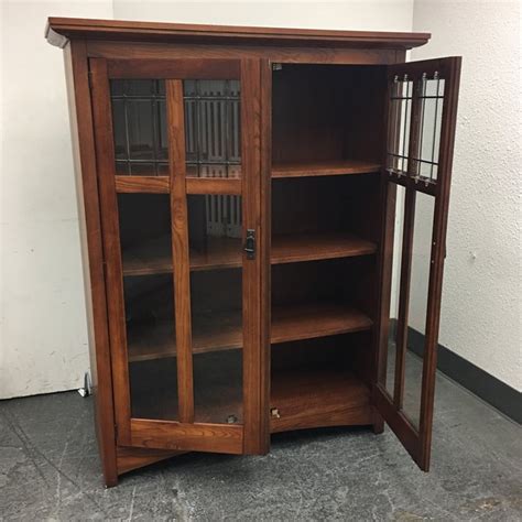 Bassett Furniture Mission Style Leaded Glass Book Case Chairish