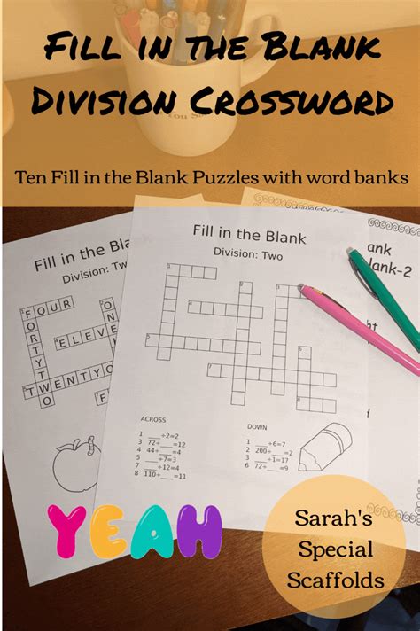 Ten Fill In The Blank Division Crosswords In 2021 Teacher Favorite
