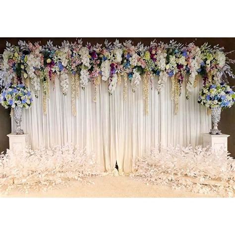 White Wedding Party Ceremony Curtain Floral Photography Backdrops In