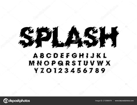 Splash Fuente Diseño Plantilla Alfabeto Ilustración Vectorial Colorida