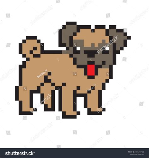 Pixel Art Vector Dog Pug Vector De Stock Libre De Regalías