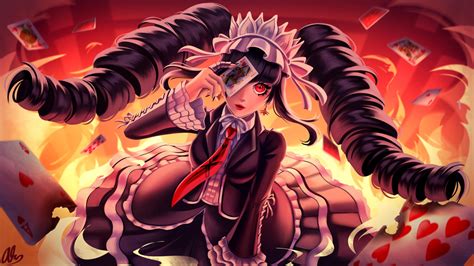 Wallpaper Anime Girls Danganronpa Dark Hair Long Hair Red Eyes