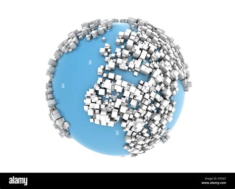 Abstract Digital 3d World Globe Mad Of Cubes Stock Photo Alamy